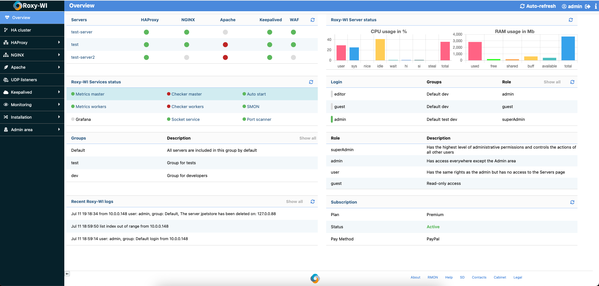 Roxy WI Interface For HAProxy NGINX Apache And Keepalived