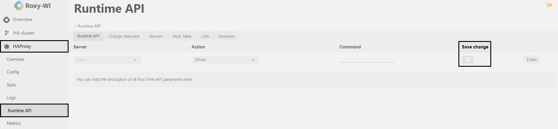 Save changes checkbox