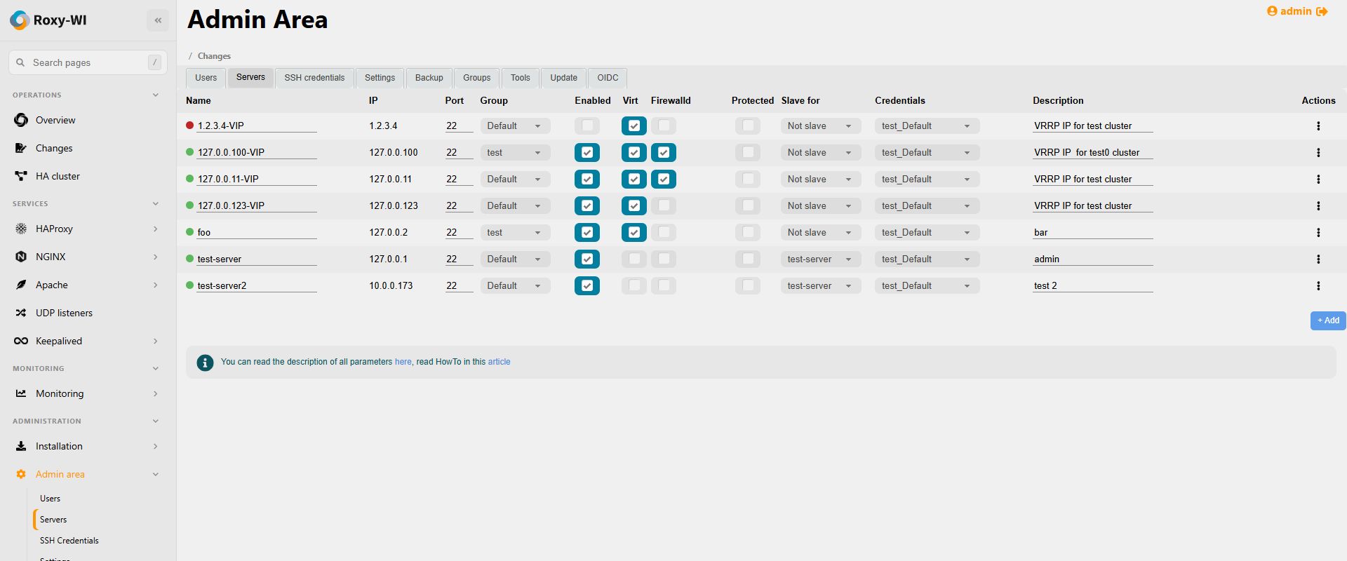 Server administration