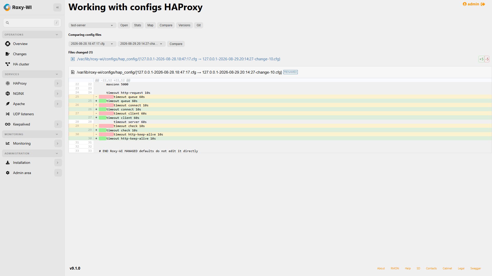 Configuration comparison