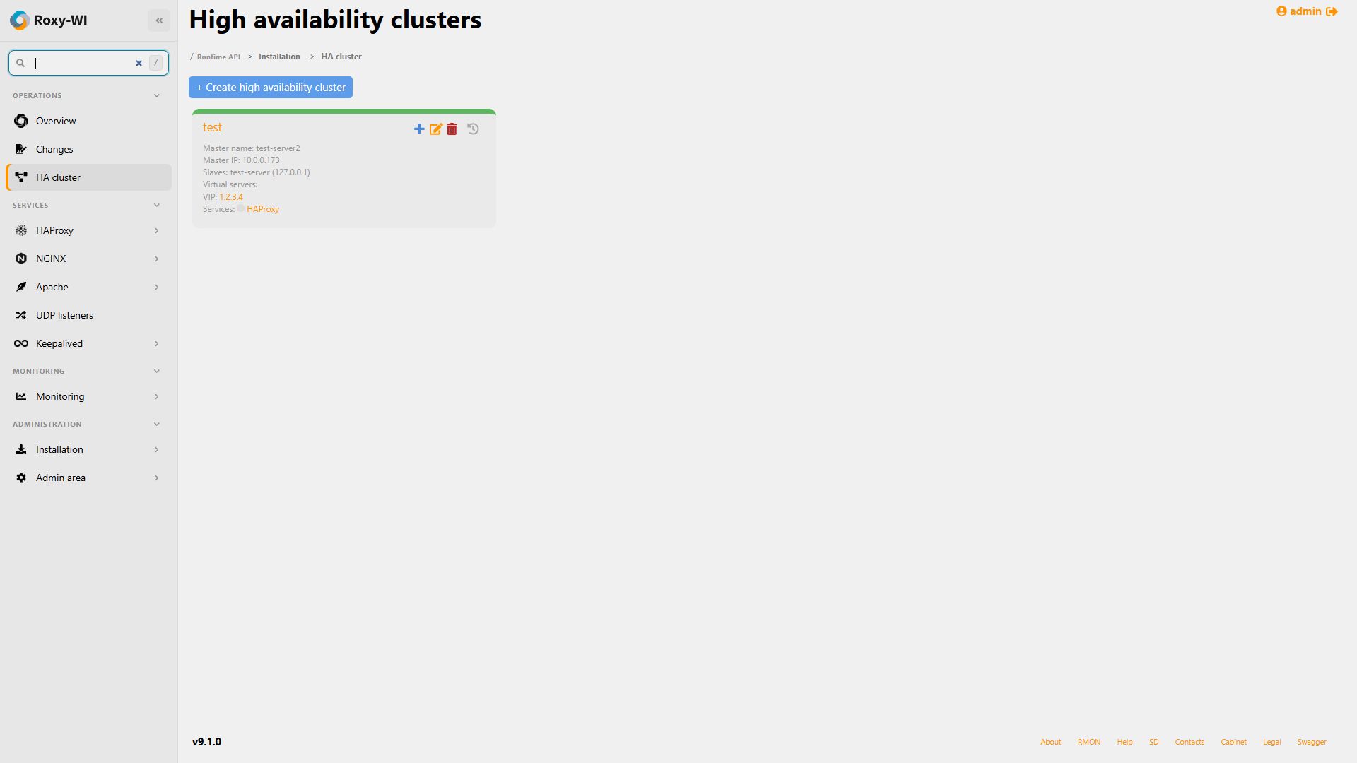 High availability clusters
