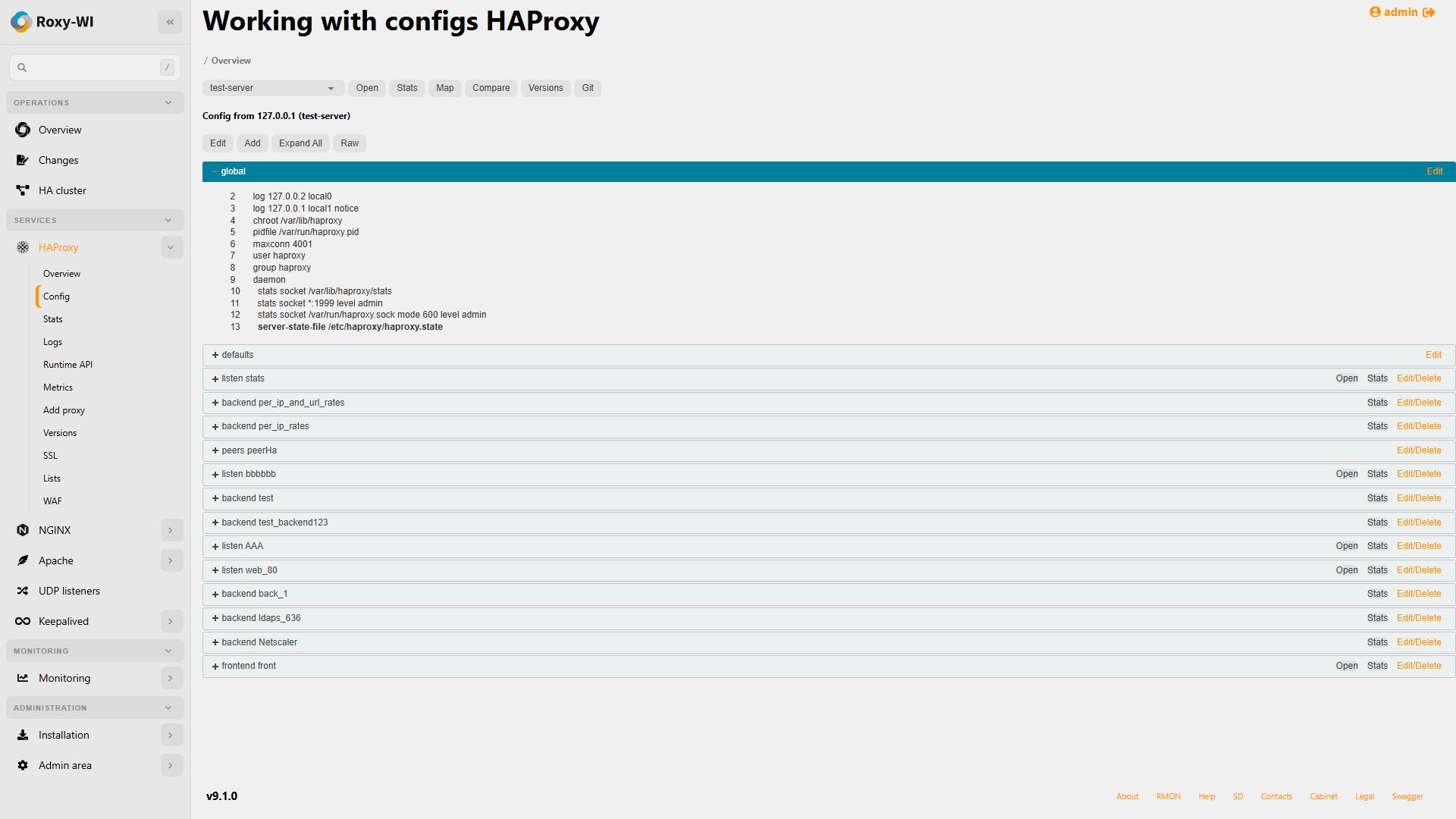 Configuration sections
