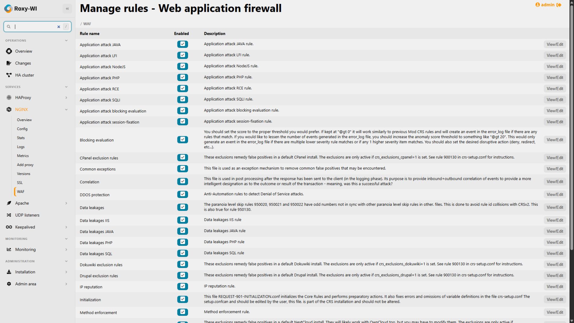 NGINX WAF rules